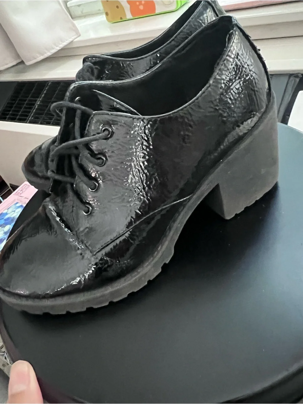 Dirty Laundry Black Patent Leather Lace-Up Oxfords